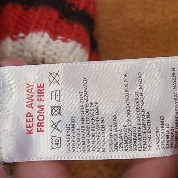 Urban Outfitters tan with red black white bold stripes - Picture 8 of 11